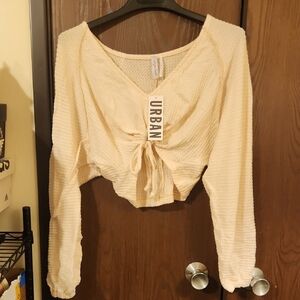 Urban Outfitters Beige Waffle Knit Crop Top